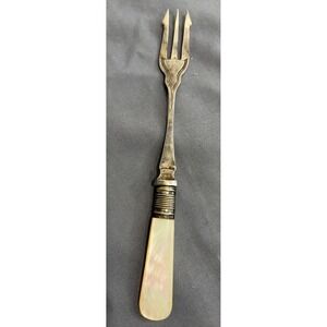 Victorian Silver Pickle Olive Fork Mother Of Pearl JB E.P.N.S 6.5" Sheffield UK